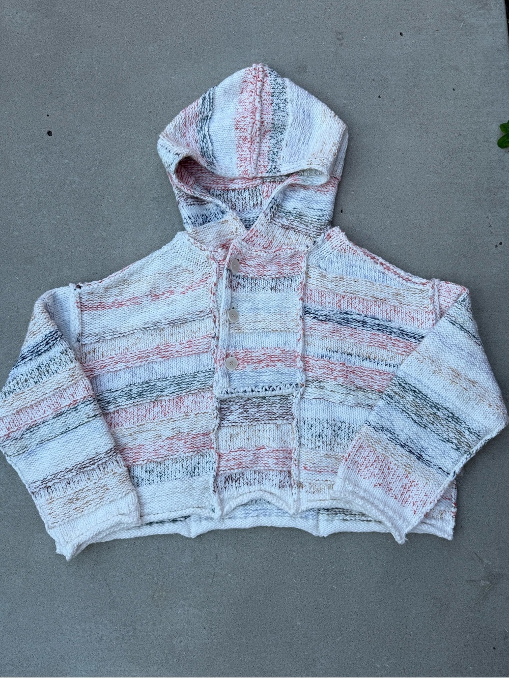 Pilcro Anthropologie Long-Sleeve Crop Knit Hoodie Oversized Size Small
